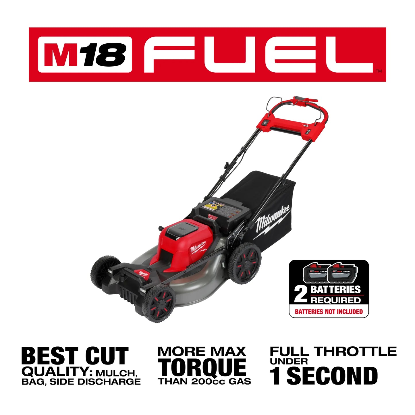 Milwaukee 2823-20, M18 FUELâ„¢ 21" Self-Propelled Dual Battery Mower (Tool Only)