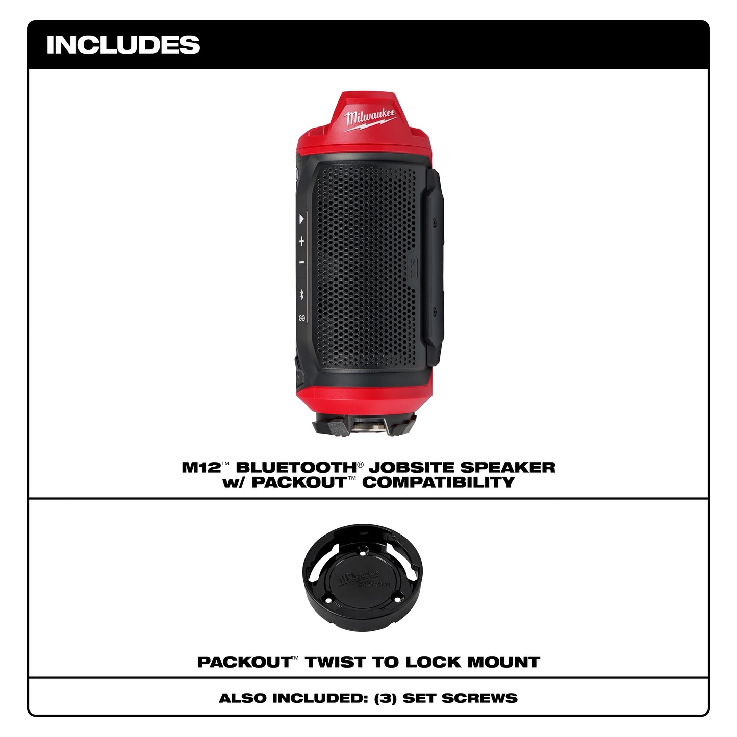 Milwaukee 2955-20, M12™ Bluetooth® Jobsite Speaker w/ PACKOUT™ Compatibility
