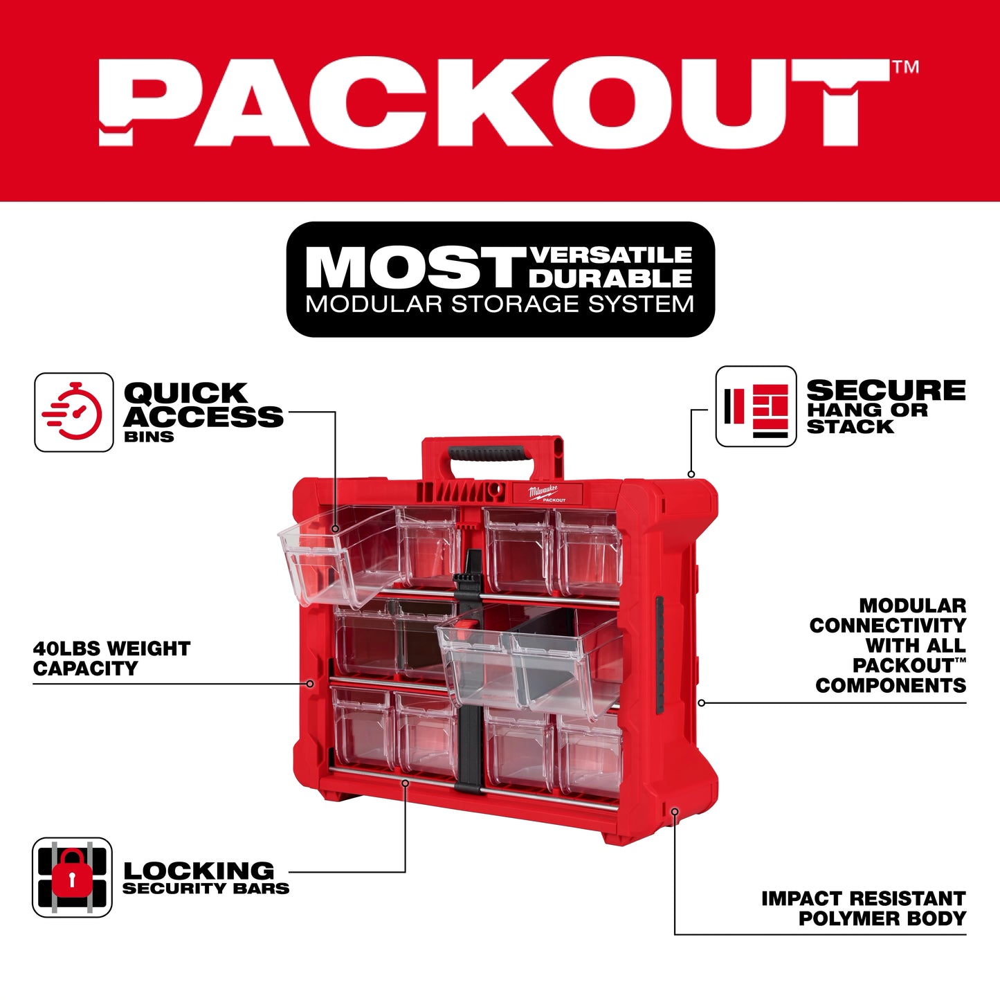 Milwaukee 48-22-8433, PACKOUT™ Tilt Bin Organizer