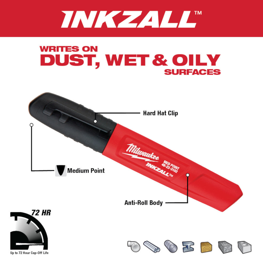 Milwaukee 48-22-3104, Inkzall Black Fine Point Marker (4/pkg)