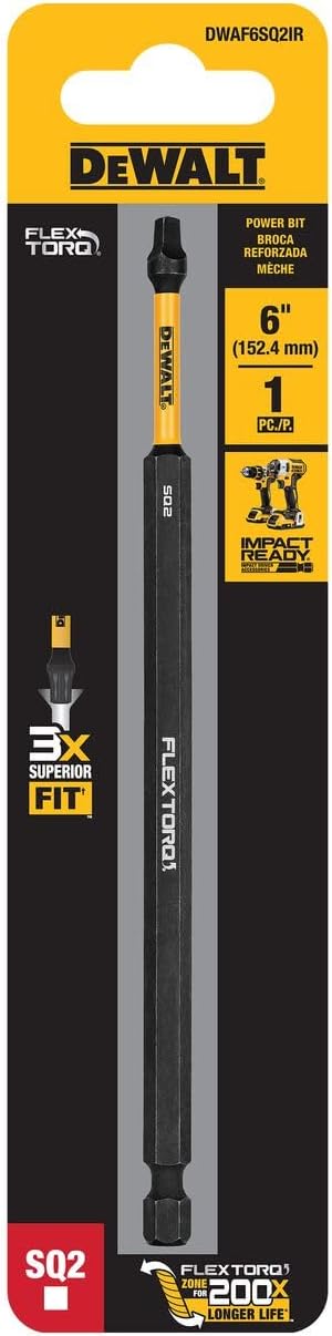 DEWALT DWAF6SQ2IR, 6IN SQUARE #2 FLEXTORQ 1PK