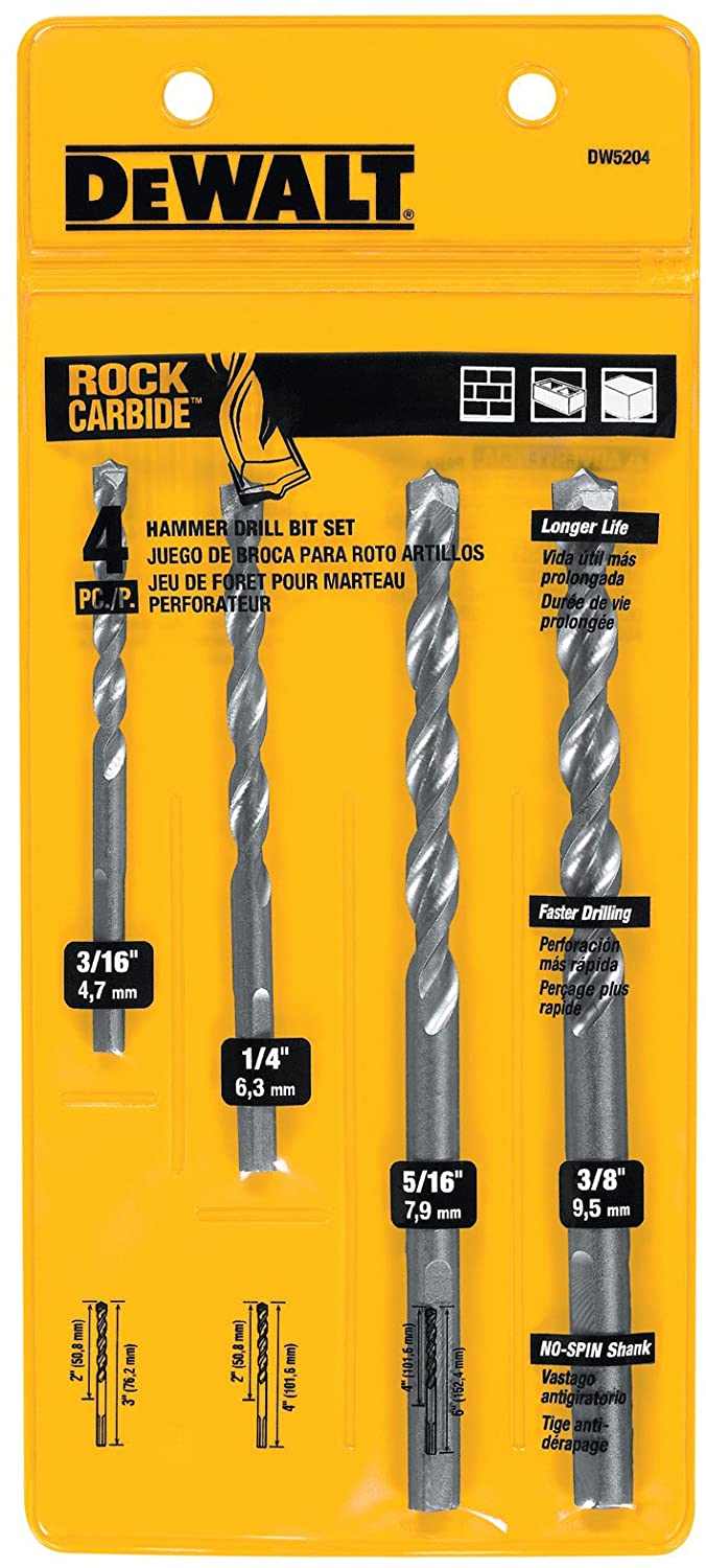 DEWALT DW5204, 4 PC MASONRY BIT SET