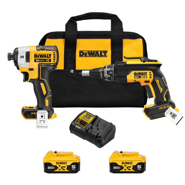 DEWALT DCK268P2, 20V MAX XR Drywall Screwgun & Impact Driver Kit (5.0Ah)