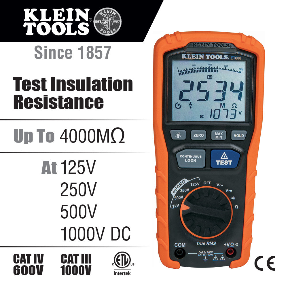 Klein Tools ET600, Insulation Resistance Tester