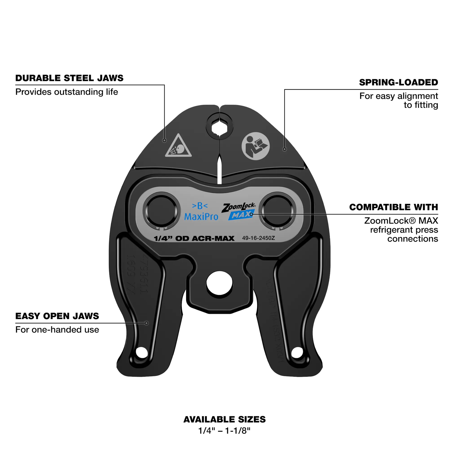 Milwaukee 49-16-2462Z, ¼”- 1-1/8” ZoomLock® MAX Press Jaw Kit for M12™ FORCE LOGIC™ Press Tools