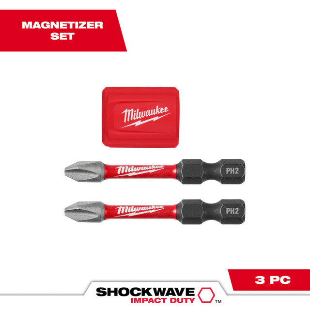 Milwaukee 48-32-4550, SHOCKWAVE Impact Duty™ Magnetic Attachment and PH2 Bit Set - 3PC