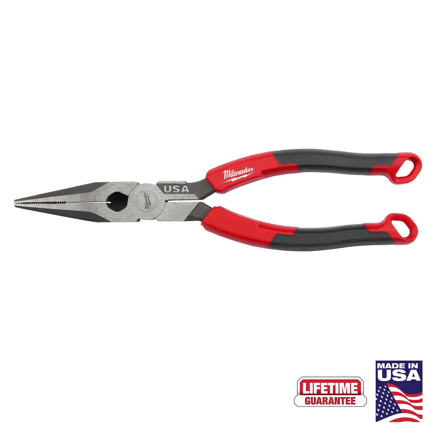 Milwaukee MT555, 8" LONG NOSE COMFORT GRP PLIERS USA