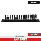 Milwaukee 49-66-7003, SHOCKWAVE 1/4" Drive Impact Duty Metric Deep 6 Point Socket Set - 14 Piece