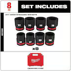 Milwaukee 49-66-7019, 3/4" Drive SHOCKWAVE Impact Duty Metric Standard 6 Point Socket Set - 8 Piece