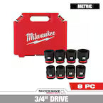 Milwaukee 49-66-7019, 3/4" Drive SHOCKWAVE Impact Duty Metric Standard 6 Point Socket Set - 8 Piece