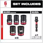Milwaukee 49-66-7035, 6PC SHOCKWAVE Impact Duty™ 3/8" Drive SAE Standard Socket Set
