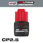 Milwaukee 48-11-2425, M12 REDLITHIUM™ HIGH OUTPUT™ CP2.5 Battery Pack