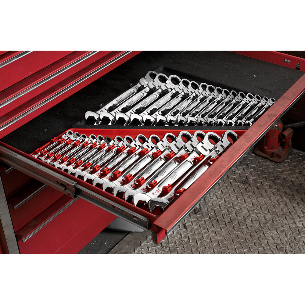 Milwaukee 48-22-9513, Flex Head Ratcheting Combination Metric Wrench Set 15-Piece