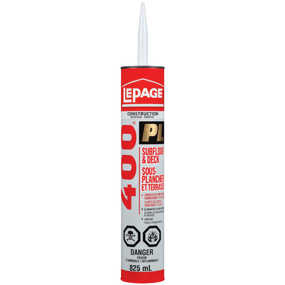 LePage 1601357, PL 400 Heavy Duty Subfloor and Deck Adhesive 825ml (Single)