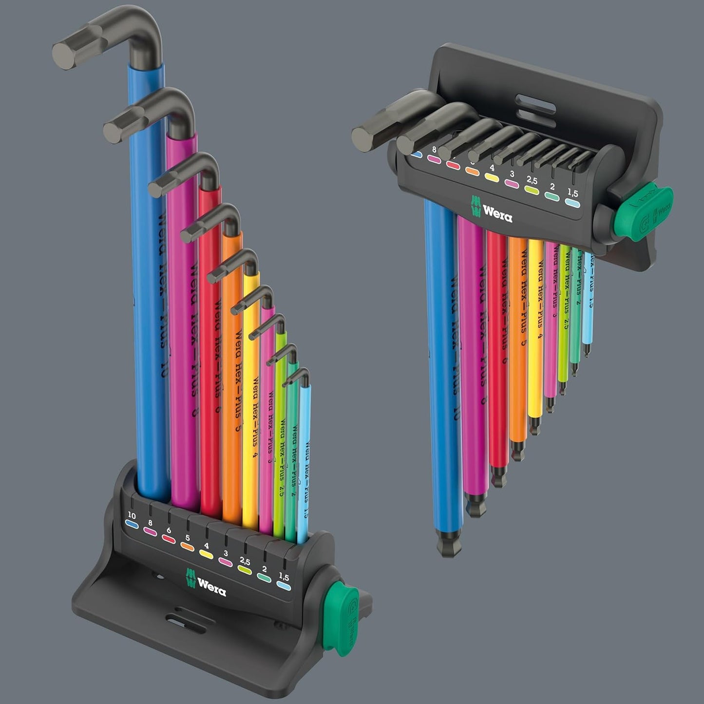 Wera 05133165001, 950/9 Hex-Plus Multicolour 3 L-key set, metric, BlackLaser, 9 pieces