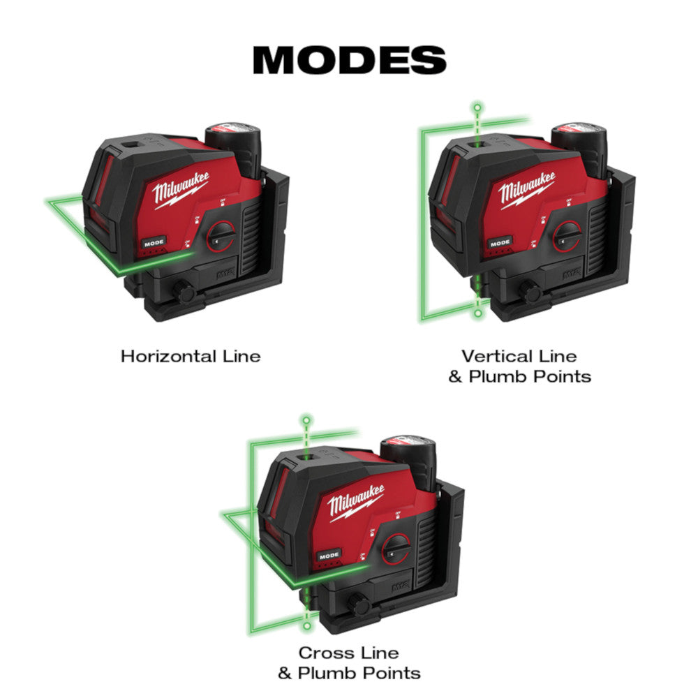 Milwaukee 3622-21, M12 Green Cross Line & Plumb Points Laser Kit