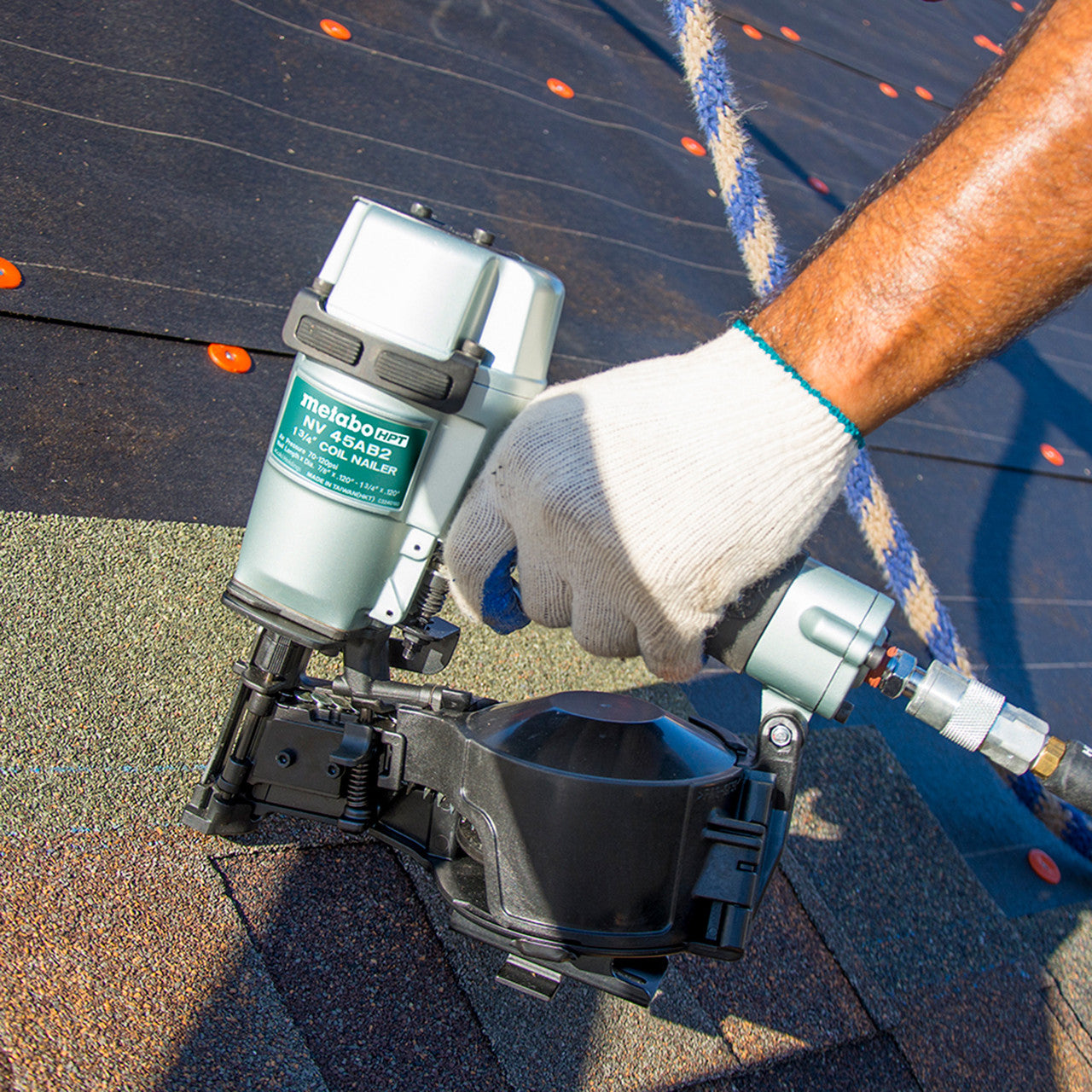 Metabo HPT KNV45AB2M, Pro Bundle 1-3/4in Coil Roofing Nailer with BONUS Impact Driver 5.0Ah Kit