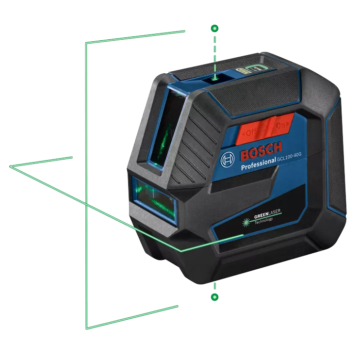 BOSCH GCL100-40G, GCL100-40G Self-Leveling Cross-Line Laser w/ Plumb Points-Green