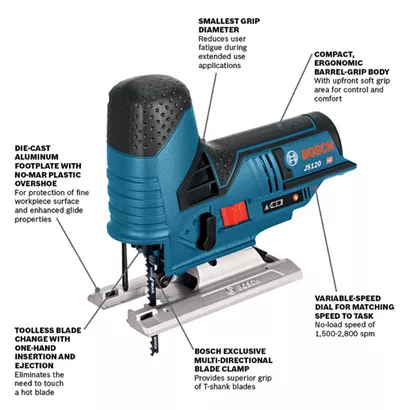 BOSCH JS120N, 12V Max Barrel-Grip Jig Saw (Bare Tool)