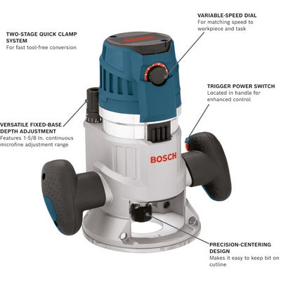 BOSCH MRF23EVS, 2.3 HP Electronic Fixed-Base Router