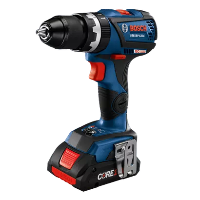 BOSCH GSB18V-535CB25, 18V Brushless Compact Tough™ Hammer Drill Driver, Connected Ready w/ (2) 4.0 Ah CORE Compact Batteries