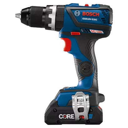 BOSCH GSB18V-535CB25, 18V Brushless Compact Tough™ Hammer Drill Driver, Connected Ready w/ (2) 4.0 Ah CORE Compact Batteries