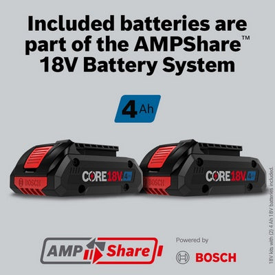 BOSCH GXL18V-227B25, 18V 2-Tool Combo Kit with Connected-Ready Two-In-One 1/4 In. Bit/Socket Impact Driver/Wrench, 1/2 In. Hammer Drill/Driver and (2) CORE18V® 4 Ah Advanced Power Batteries