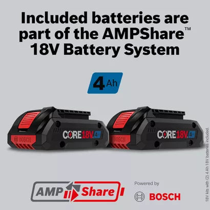 BOSCH GSB18V-535CB25, 18V Brushless Compact Tough™ Hammer Drill Driver, Connected Ready w/ (2) 4.0 Ah CORE Compact Batteries