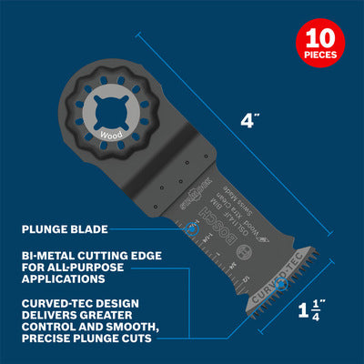 BOSCH OSL114JF-10, 1-1/4" Starlock® Oscillating Multi-Tool Bi-Metal Xtra-Clean Plunge Cut Blades