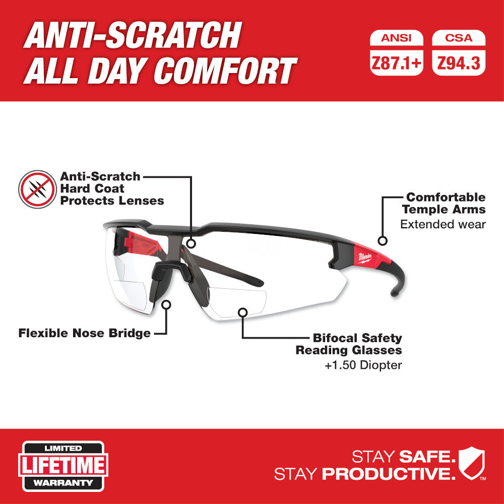 Milwaukee 48-73-2010, Safety Glasses - Clear Anti-Scratch Lenses