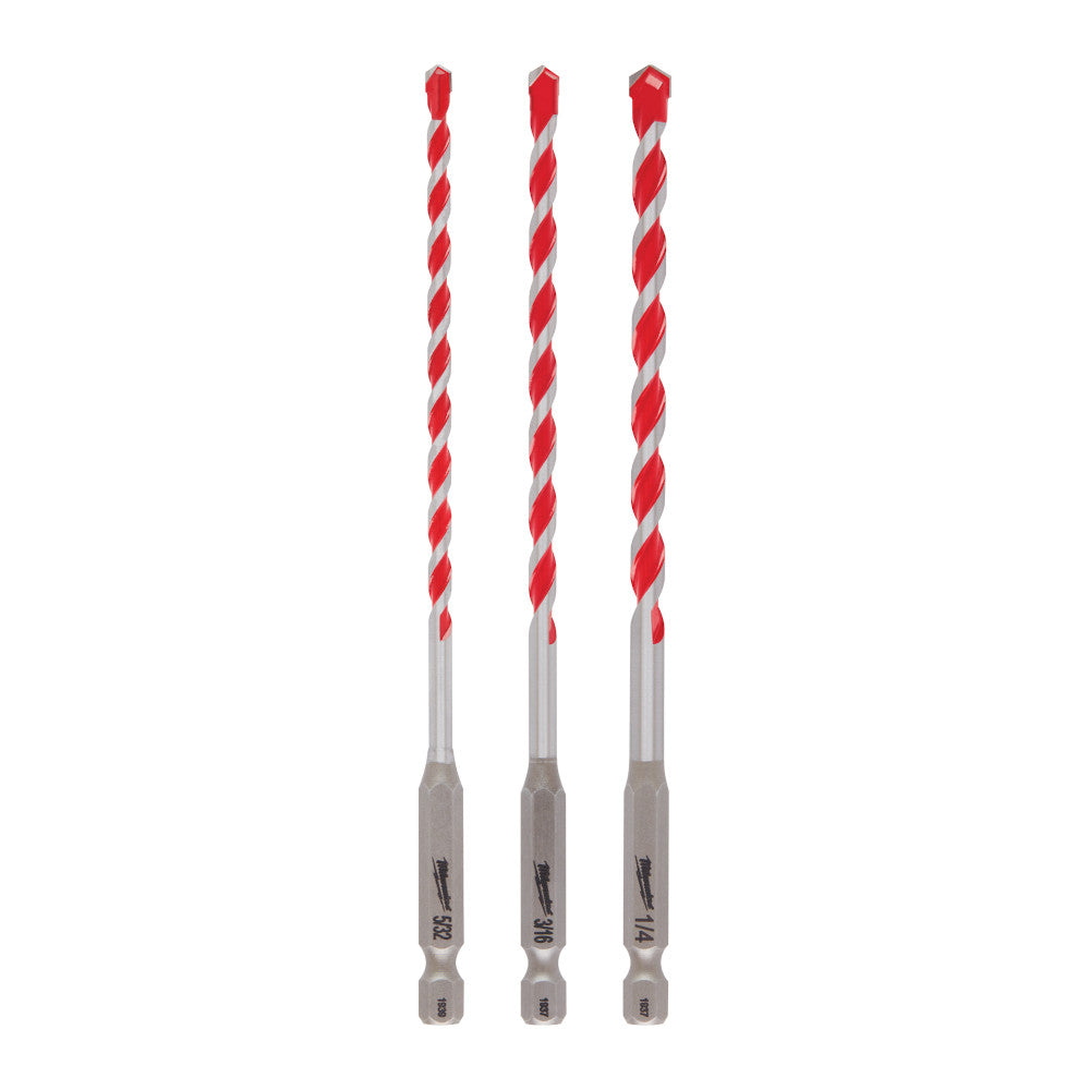 Milwaukee 48-20-9050, 3pc. SHOCKWAVE Carbide Hammer Drill Bit Kit