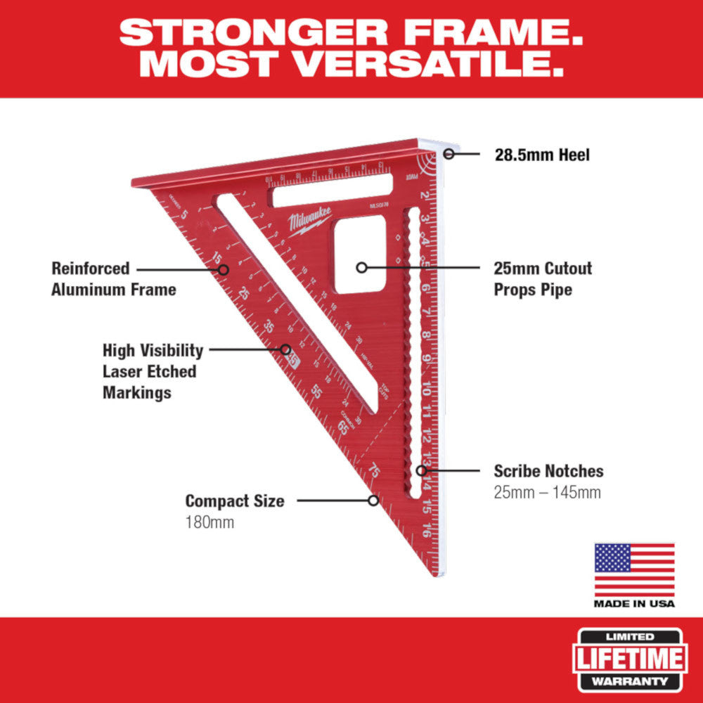Milwaukee MLSQ170, 180mm Rafter Square