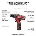 Milwaukee 2494-22, M12 2-Tool Combo Kit (Drill, Impact)