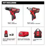 Milwaukee 2494-22, M12 2-Tool Combo Kit (Drill, Impact)