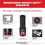 Milwaukee 49-66-7009, 3/8" Drive SHOCKWAVE Impact Duty SAE & Metric Deep 6 Point Socket Set - 43 Piece