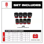 Milwaukee 49-66-7017, 3/4" Drive SHOCKWAVE Impact Duty SAE Standard 6 Point Socket Set - 8 Piece