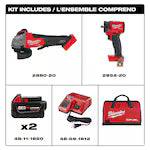 Milwaukee 2991-22, M18 FUEL 2-Tool Impact Combo Kit (Impact Wrench + Grinder)