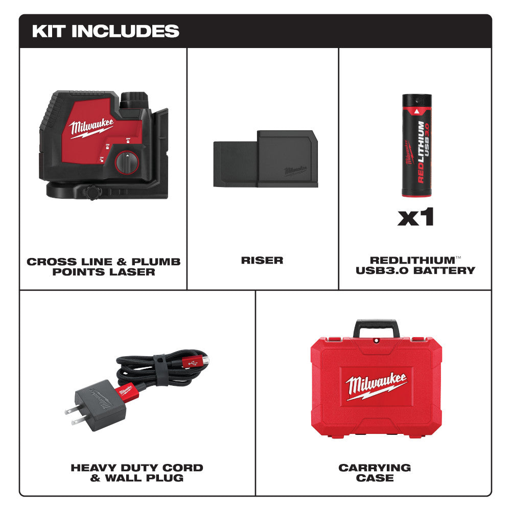 Milwaukee 3622-21, M12 Green Cross Line & Plumb Points Laser Kit