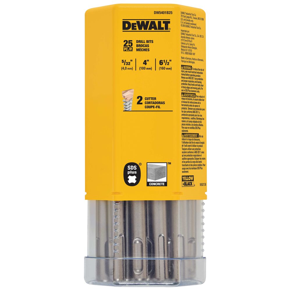 DEWALT DW5401, 5/32'' x 4-1/2'' x 6-1/2'' SDS Plus 2 Cutter Drill Bits (each)