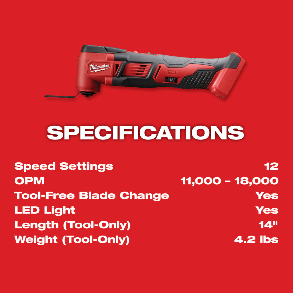 Milwaukee 2626-20, M18 Li-Ion Oscillating Multi Tool (Tool Only)