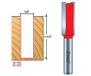 Freud 12-122, 1/2" x 1-1/2" Double Flute Straight Router Bit (1/2" Shank)