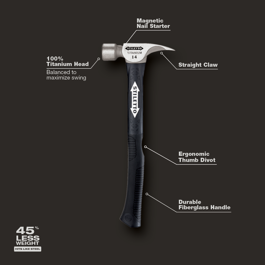 Stiletto TI14MC-F, 14 OZ. TITANIUM MILLED FACE / 16" HYBRID FIBERGLASS HANDLE