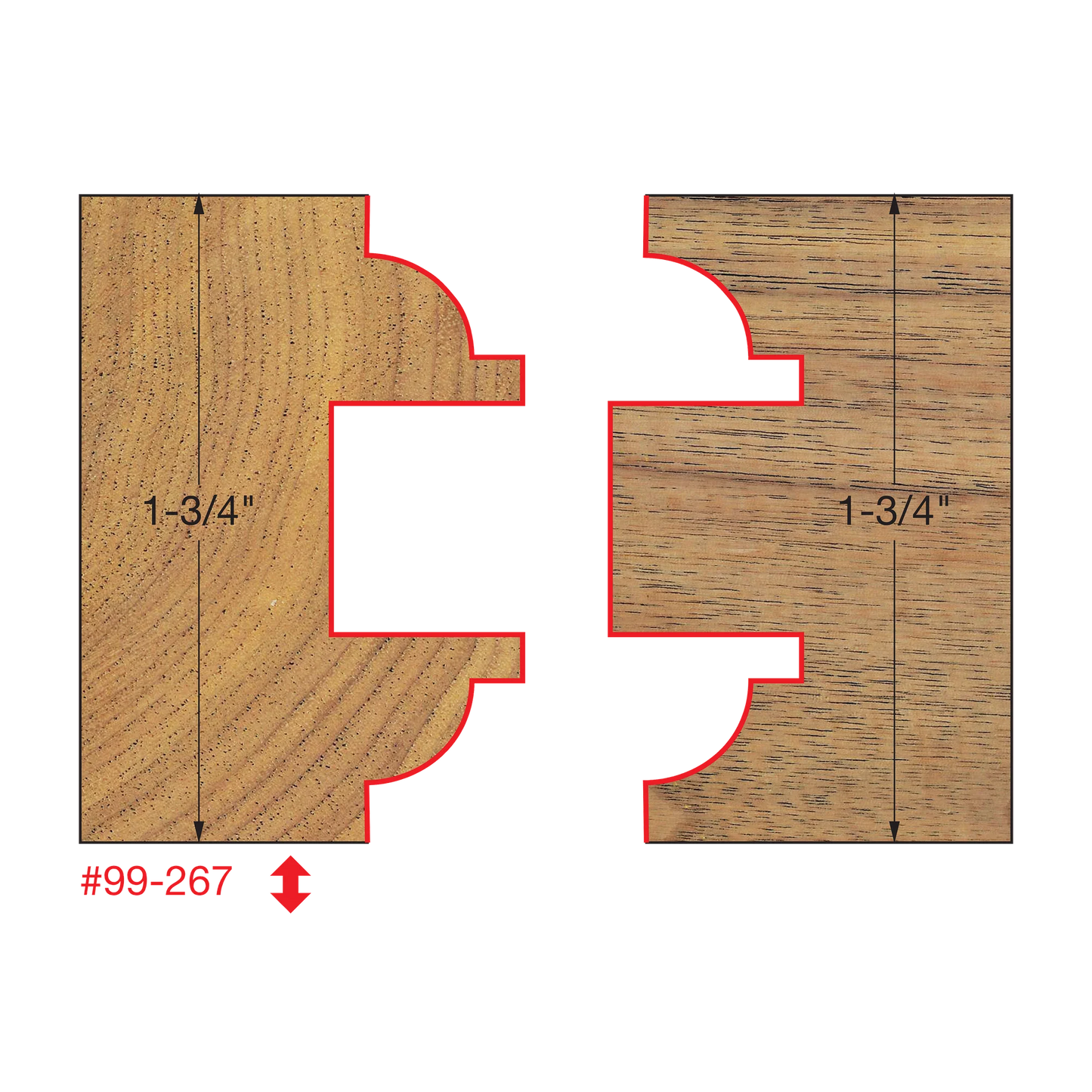 Freud 99-267, Carbide Router Bit - 1-7/8" Entry & Interior Door Router Bit System (1/2" Shank)