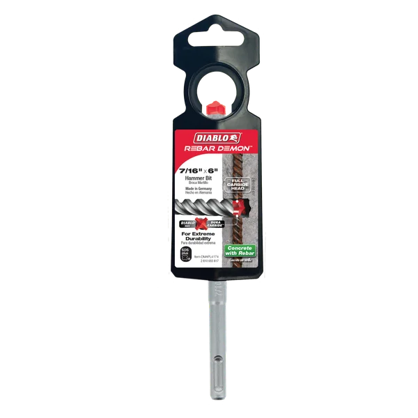Diablo DMAPL4174, 7/16" x 4" x 6" Rebar Demon™ SDS-Plus 4-Cutter Full Carbide Head Hammer Drill Bit