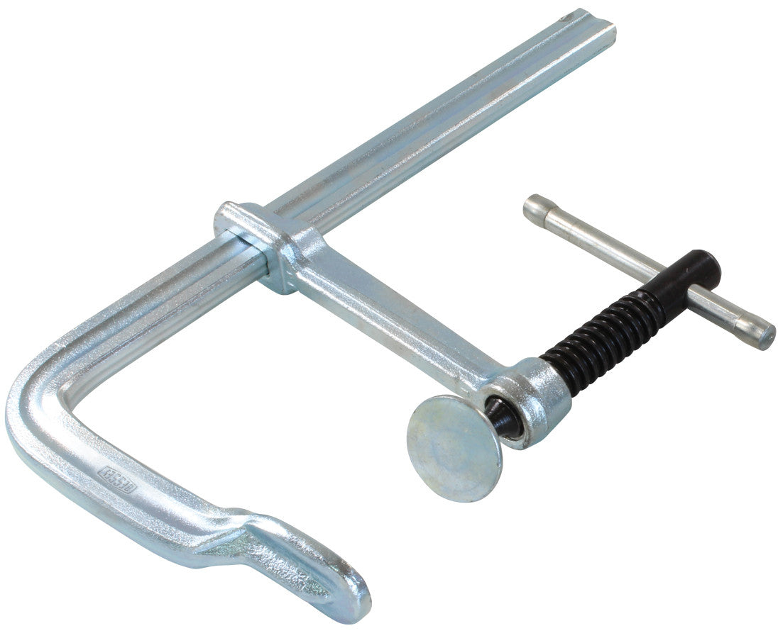 BESSEY GS12-8K, Clamp, welding, F-style, crimped on swivel pad, 4 In. x 3.125 In. 550 lb