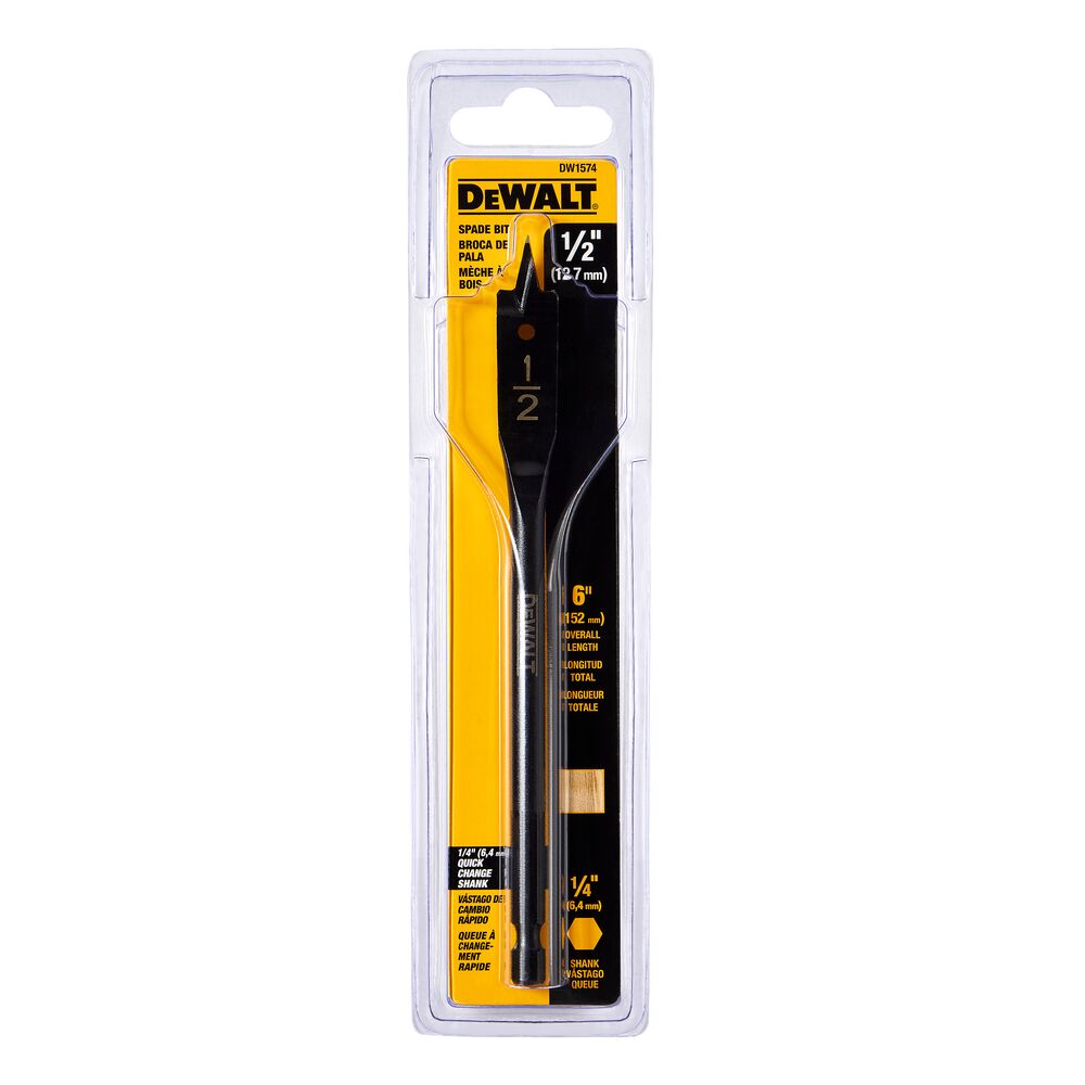DEWALT DW1574, 1/2'' x 6'' Heavy Duty Spade Bit