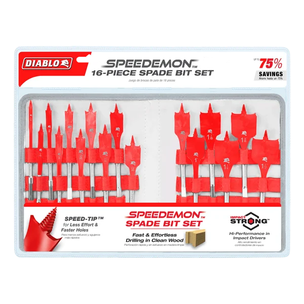 Diablo DSP2980-S16, Spade Bit Set (16-Piece w/FREE Pouch)