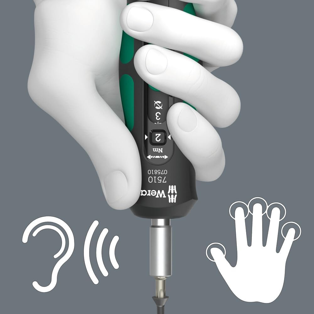 Wera 05075810001, 7510 Kraftform Safe-Torque Speed Torque screwdriver, 1-3 Nm, 1/4" x 1.0 Nm x 1.5 Nm x 2.0 Nm x 2.5 Nm x 3.0 Nm x 147.5 mm