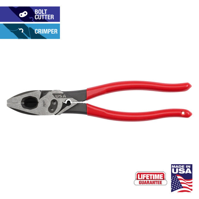 Milwaukee MT500C, 9" Lineman's Dipped Grip Pliers w/ Crimper & Bolt Cutter (USA)