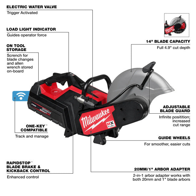 Milwaukee MXF315-2XC, MX FUEL 14" Cut-Off Saw w/ RAPIDSTOP Brake 2x 8.0Ah Kit